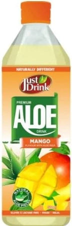 Just Drink Aloe Vera Drink, Mango Flavour with Aloe Pulp, 500ml, Pack of 12