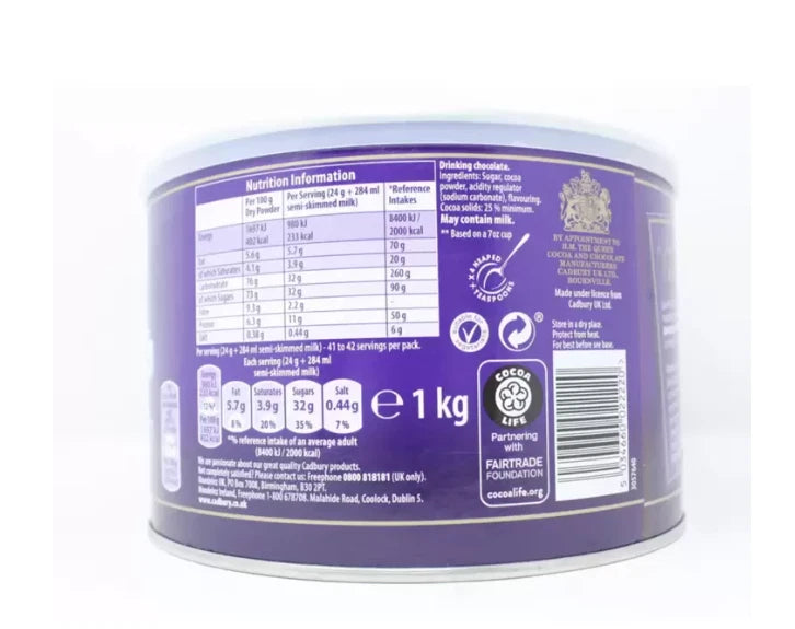 Cadbury Instant Hot Chocolate MilkChoc Powdered Creamy Drink 2 Pack 1kg