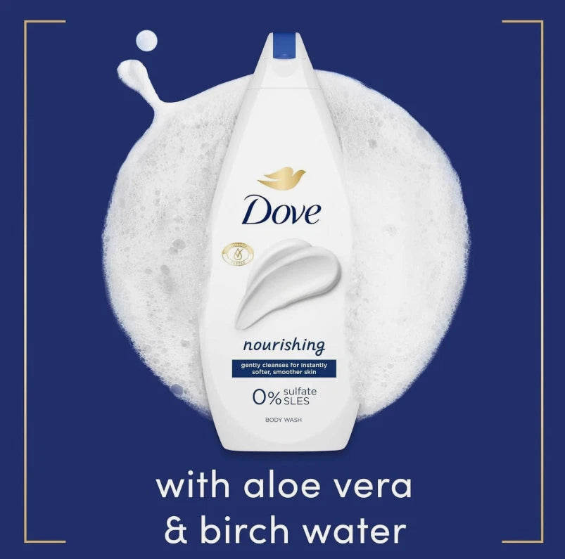 Dove Nourishing Body Wash 0% Sulfate SLES for Softer & Smoother Skin 450ml, 3 Pk