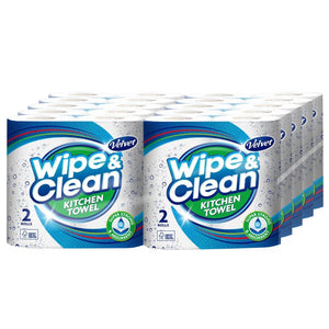 Velvet Wipe & Clean Kitchen Towel Thick Absorbent 75 Sheets 20 Rolls