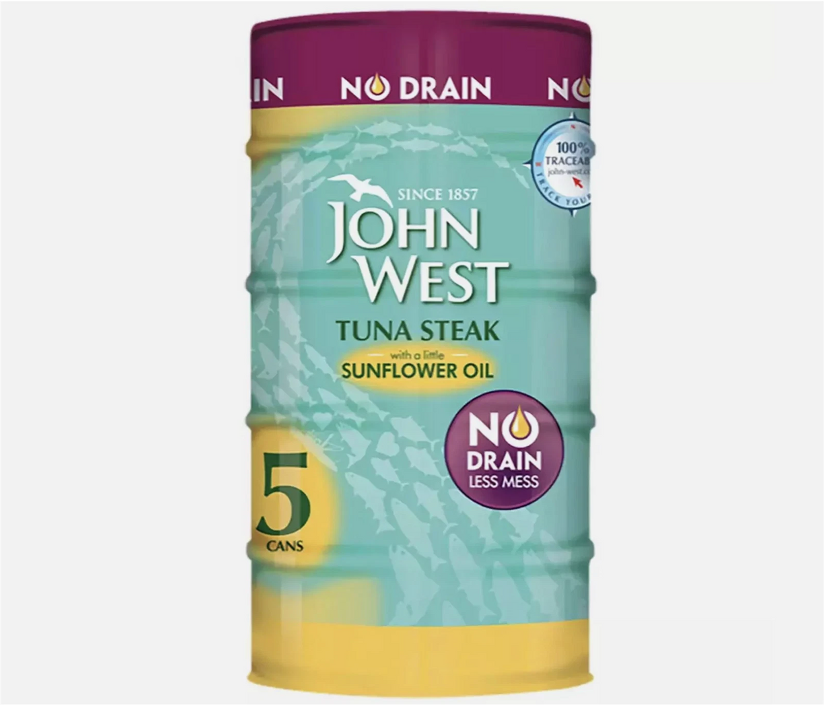 John West Tuna Steak with Sunflower Oil, No Drain, Set of 5 Cans x110g