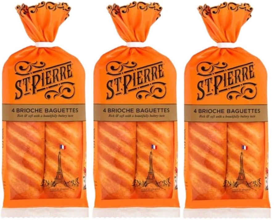 St Pierre Brioche Baguettes 3 Bags of 4 Catering French Brioche Bread
