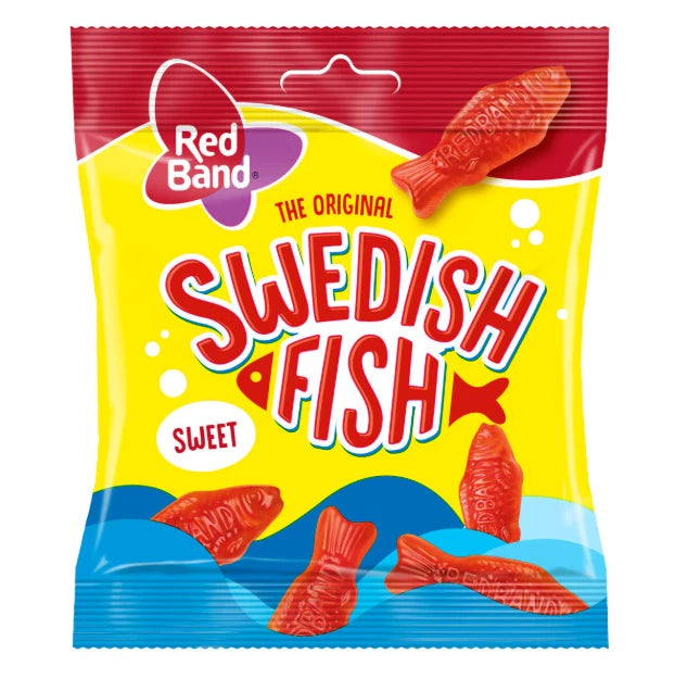 Red Band Swedish Fish, Original Sweet Strawberry Flavour, 10 x 100g, Chewy Candy