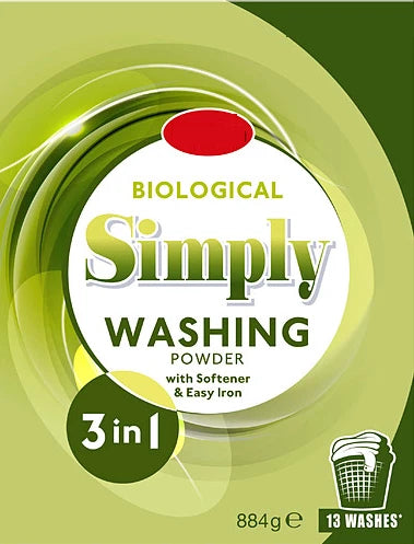 Bestin Simply Biological 3 in 1 Washing Powder, 884g, 13 Washes, Pack of 6