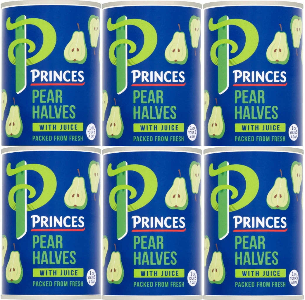 Princes Pear Halves in Light Syrup 410g Pack of 6