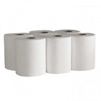 White Roll 2 Ply, Large Roll of Disposable Paper Hand Towels 6 pack