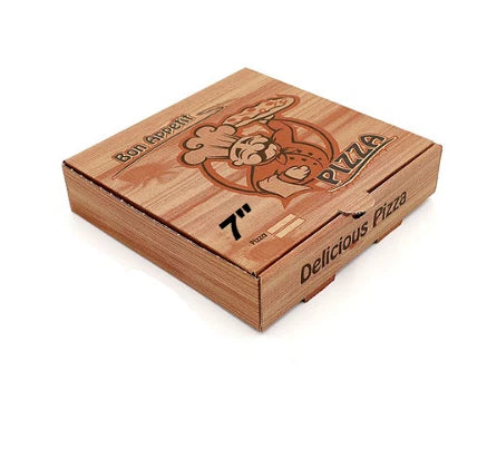 7" Brown Premium Quality PIZZA BOX Take Away Fast Food Printed Pack of 90