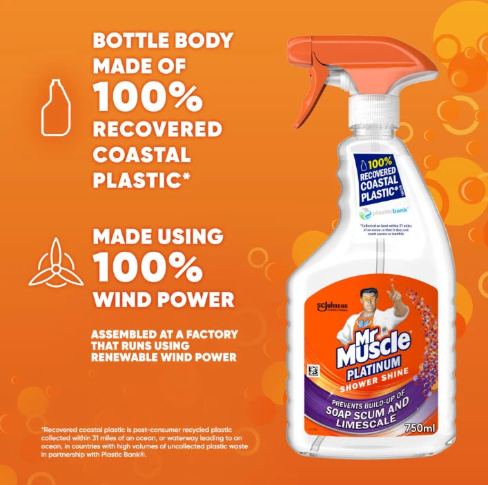Mr Muscle Platinum Shower Shine Spray 750ML x 6