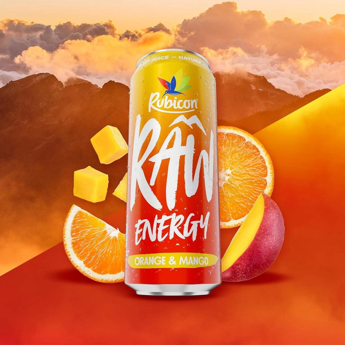 Rubicon Raw Energy Orange & Mango 500ml x 12