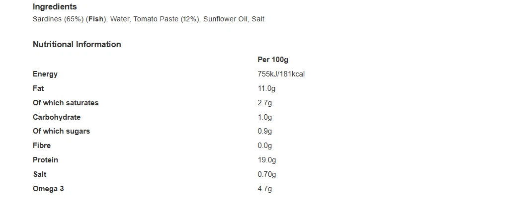 Princes Sardines in a Rich Tomato Sauce 120g Tin x 10 Pack Easy Open Tins