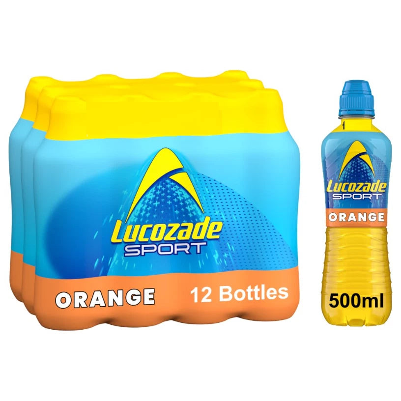 Lucozade Sport Orange Isotonic Sport Energy Drink Fat Free, 12x500ml