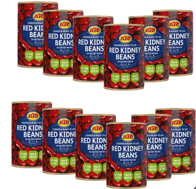 KTC Red Kidney Beans in Salted Water Cooked Ready to Eat Tin Cans Pack 12 x 400g