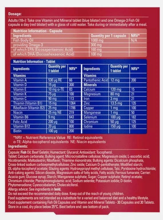 Seven Seas Omega 3 Multivitamins Man, 2 x 60 Count