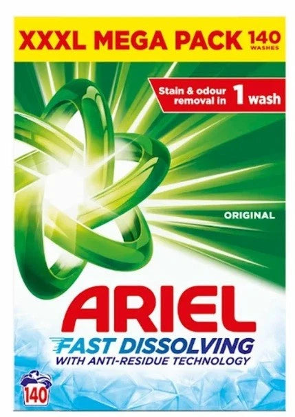 Ariel Actilift Laundry Detergent Powder – 140 Washes Family Value Pack - 7kg