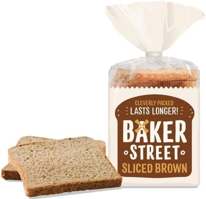 Baker Street Sliced Brown Bread 600g Wholemeal Bread (Pack of 2)