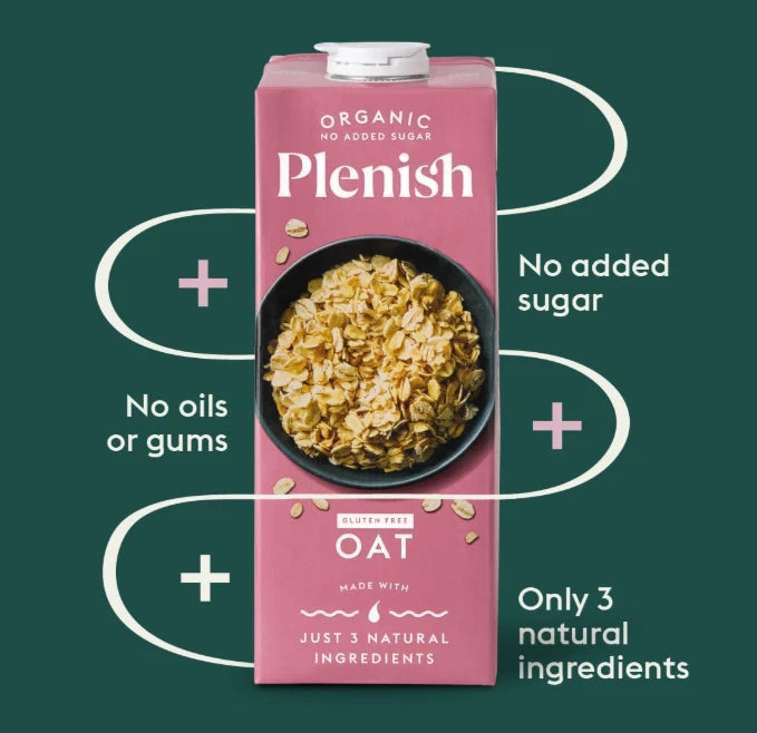 Plenish Organic Unsweetened Oat Milk 1L (Pack of 8)