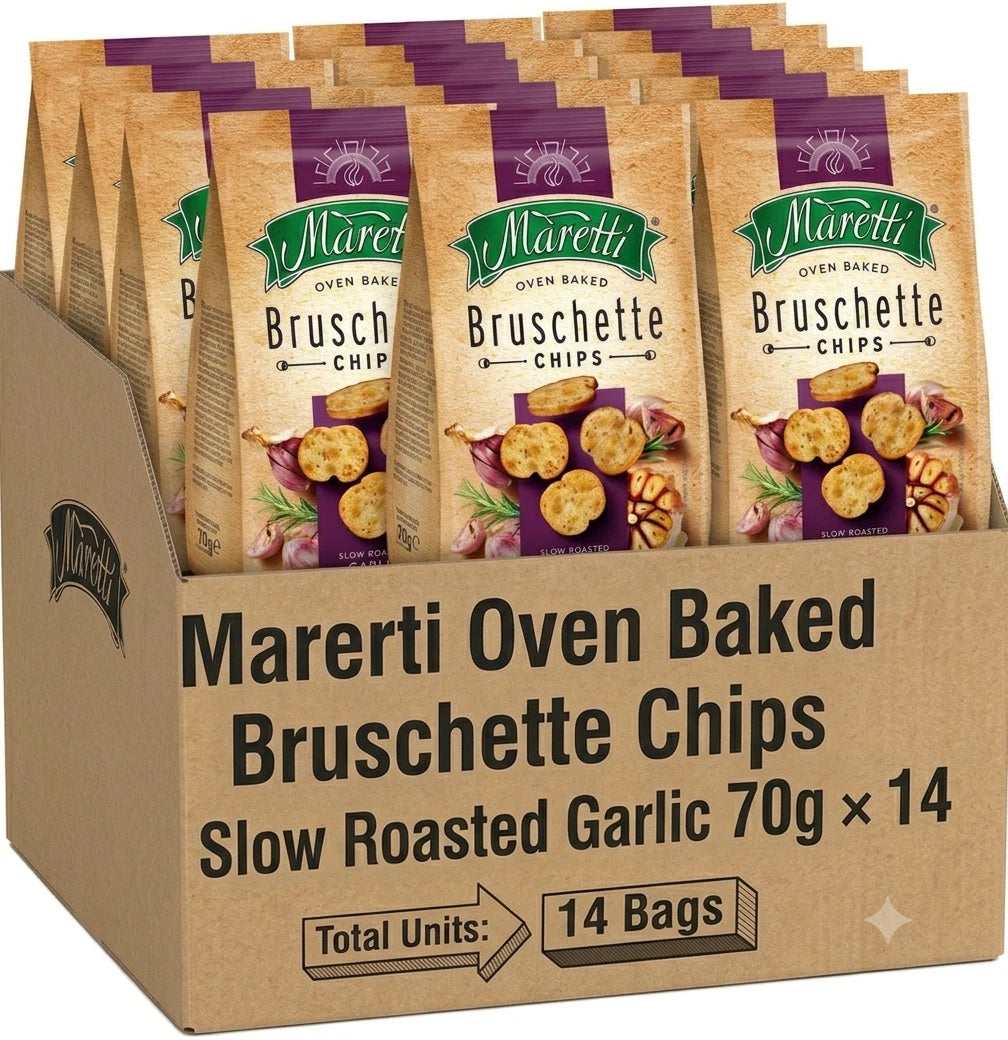 Maretti Bruschette Oven Baked Chips Slow Roasted Garlic 70g Pack of 14