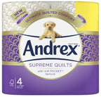 Andrex Supreme Quilts Toilet Tissue 48 Toilet Rolls 3 Ply Soft Thick Sheets