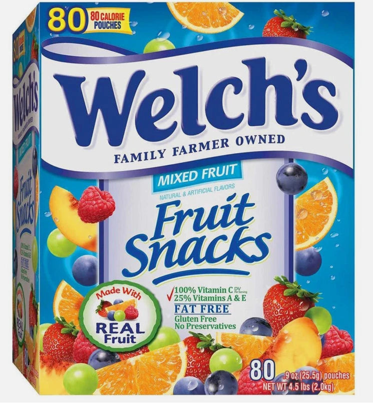 Welch's Mixed Fruit Snacks, Made With Real Fruit, Gluten Free 80 x 25g Pouches