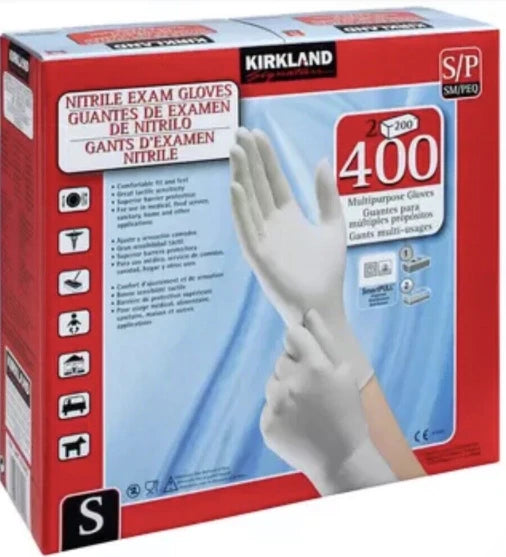Kirkland Signature Small Nitrile Exam Medical Food Gloves Latex , 2 x 200 Pack