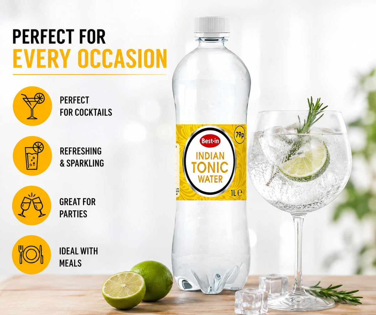 Indian Tonic Water 1L Pack of 12 Bottles Sparkling Tonic Water Mixer