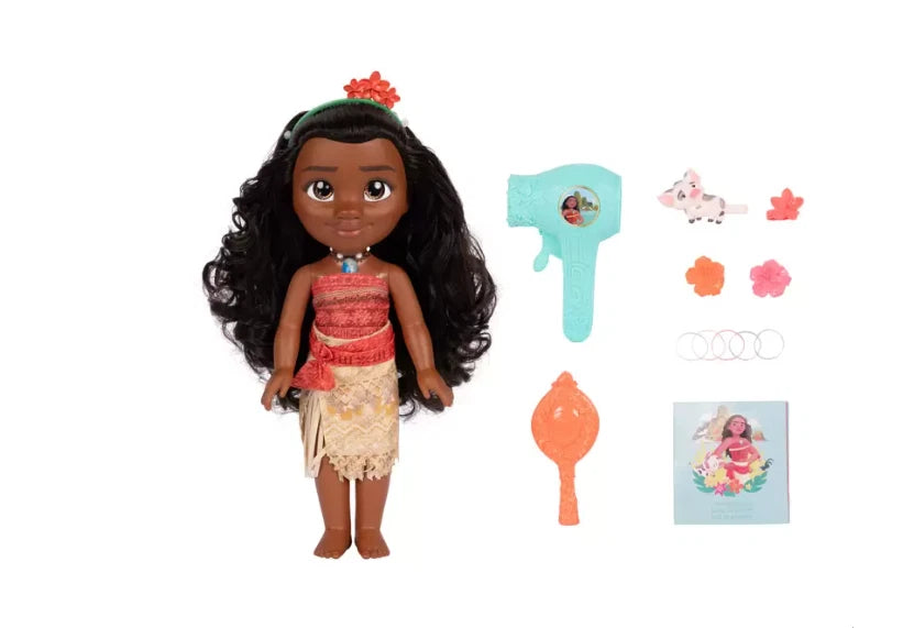 Disney Princess Large Doll and Hair Play Set Elsa Ariel Rapunzel Belle Moana