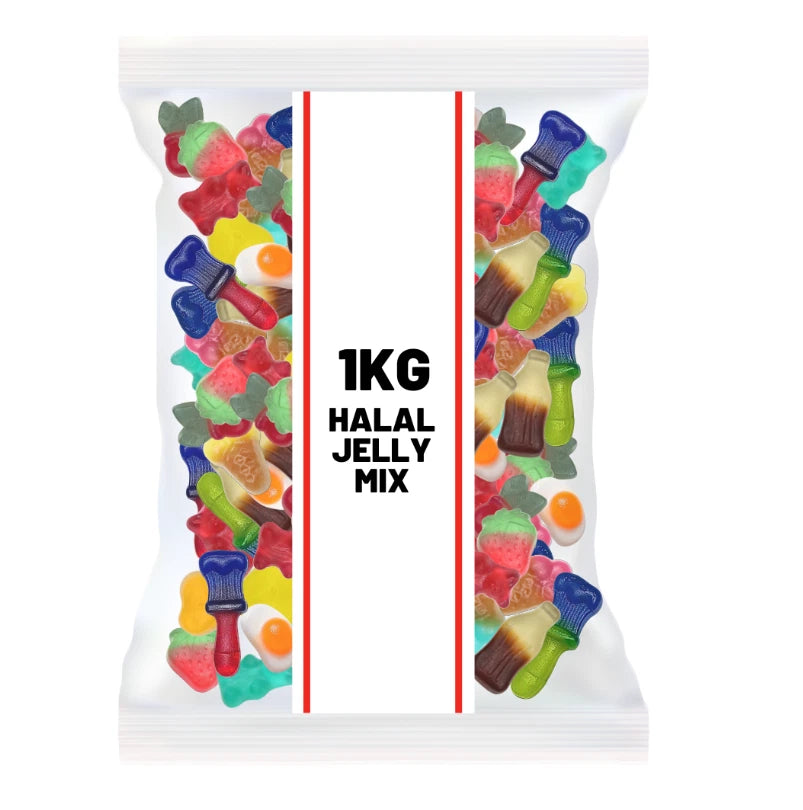 Halal Jelly Mix Gummy Sweets, Assorted Shapes and Colours