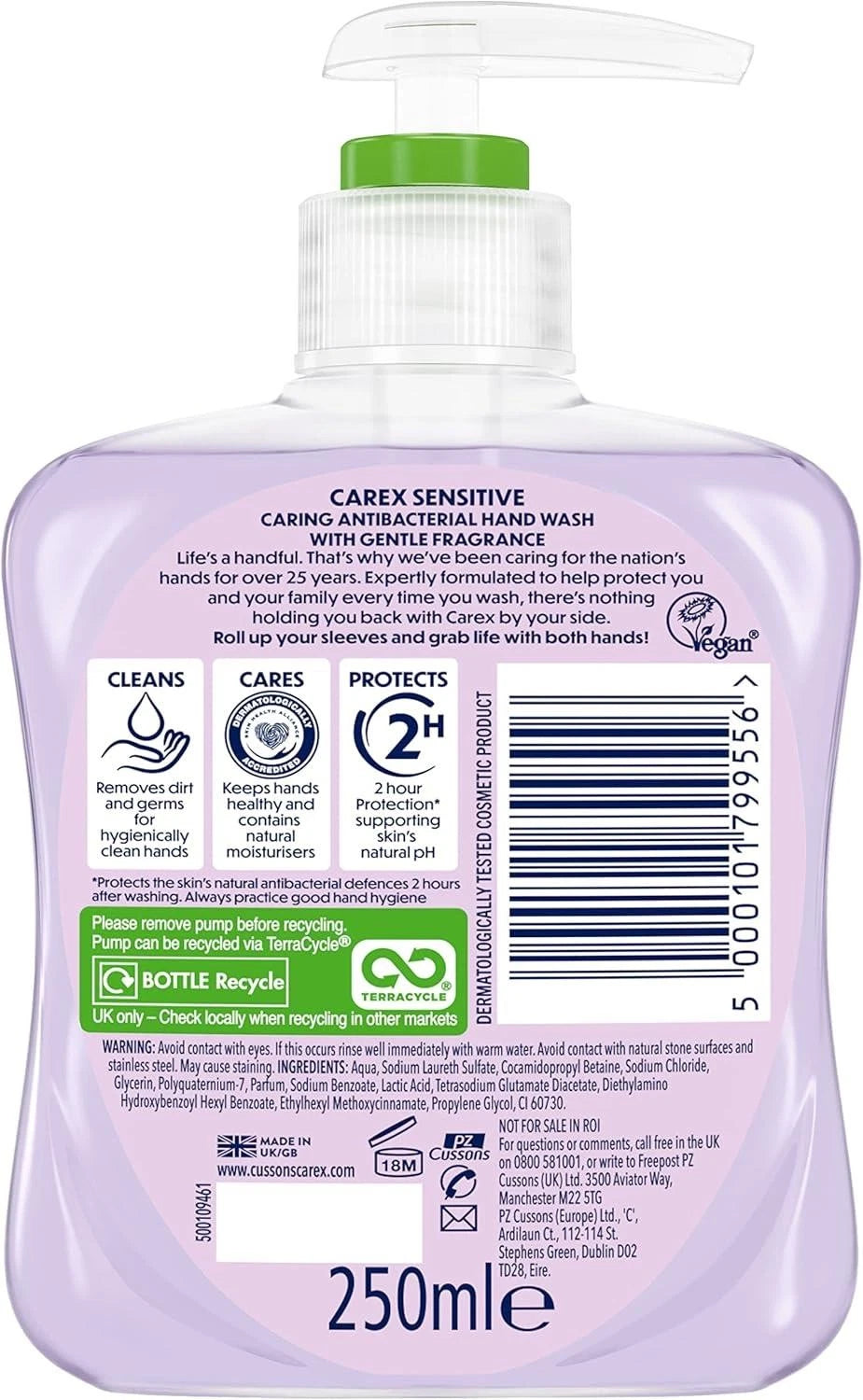 Carex Dermacare Sensitive Antibacterial Hand Wash 250ml Pack of 6