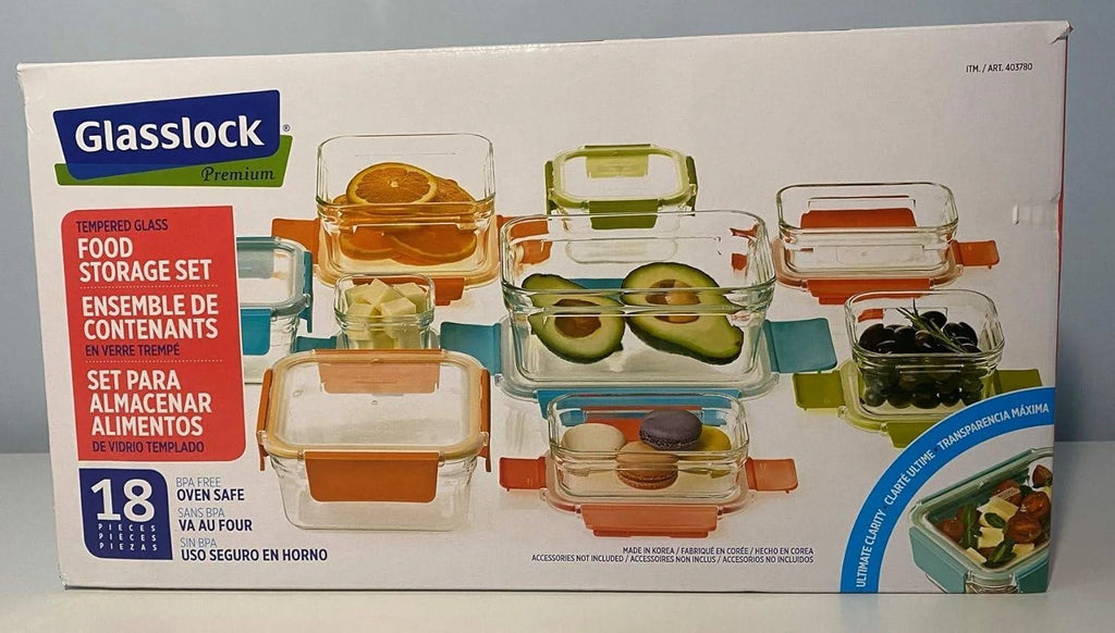 Glasslock Premium Food Storage Boxes 18 Pieces Set