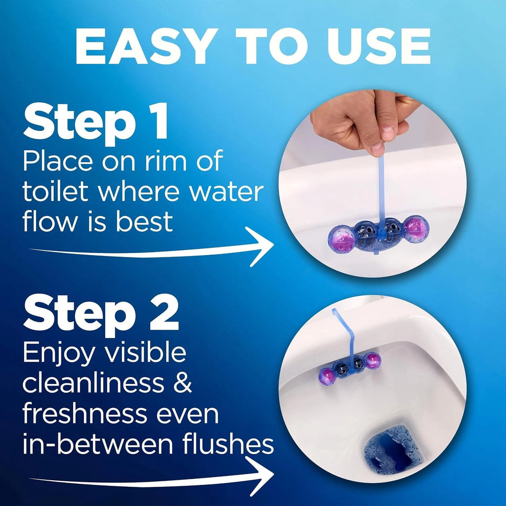 Bloo Self Active Triple Toilet Rim Block & Bowl Cleaner, Flower, 3 x 3 Pack