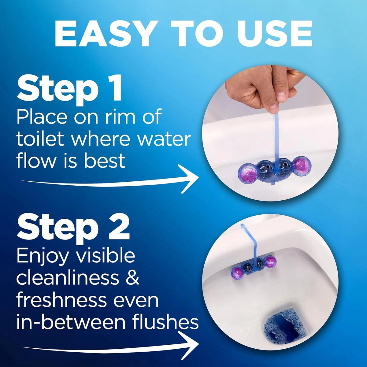 Bloo Self Active Triple Toilet Rim Block & Bowl Cleaner, Flower, 3 x 3 Pack