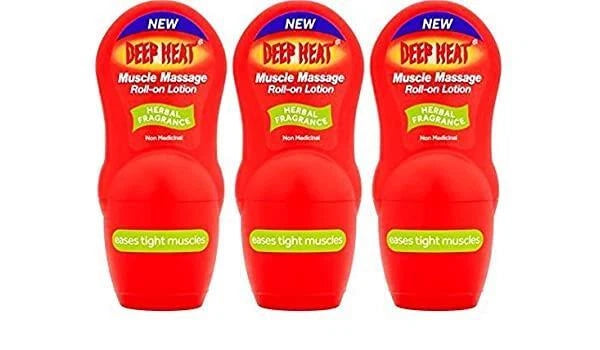 Deep Heat Muscle Massage Roll On Lotion Deep Heater Massager Heat Rub 3 x 50ml