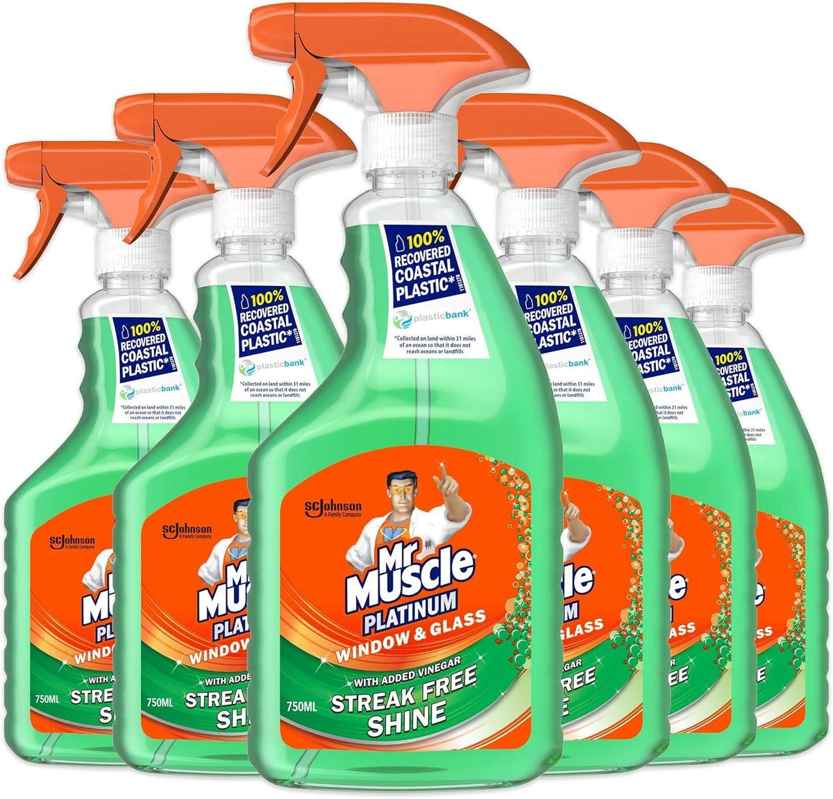 Mr Muscle Platinum Window & Glass Cleaner Spray, 750ml Pack of 6