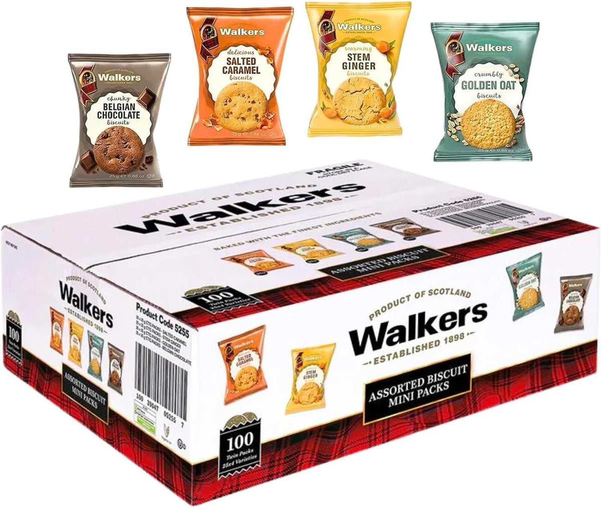 Walkers Assorted Biscuits Mini Packs, 100 x 25g