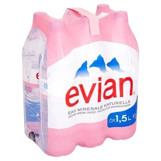 Evian Still Mineral Water Natural Drinking Water Screw Cap Bottle 1.5L x 6