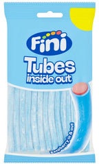 Fini Tubes Twisted Sour Mix Fruits Raspberry Rainbow & Cream 140g Bag Pack of 12