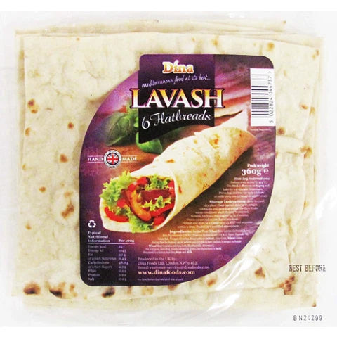 Dina Lavash Flatbread Soft Bread 360g, 12 Pieces