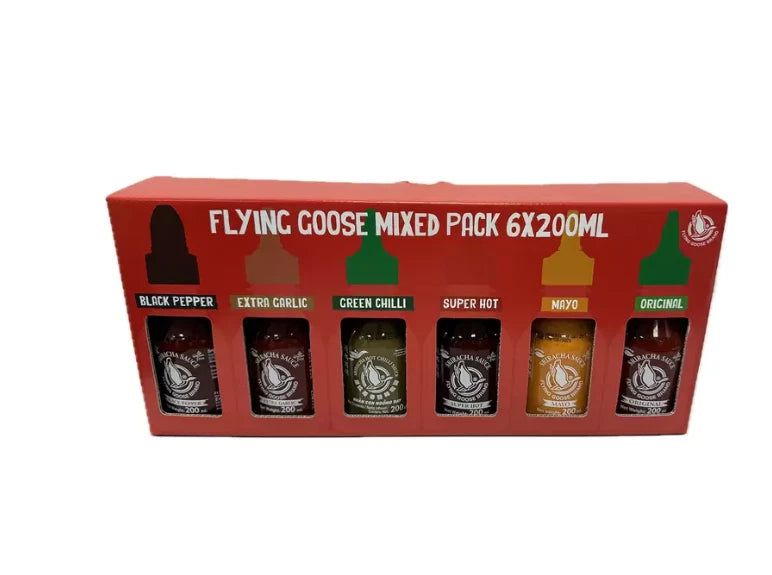 Flying Goose Sriracha Chilli Sauce Selection Mix Flavours Spicy Set Pack 6x200ml