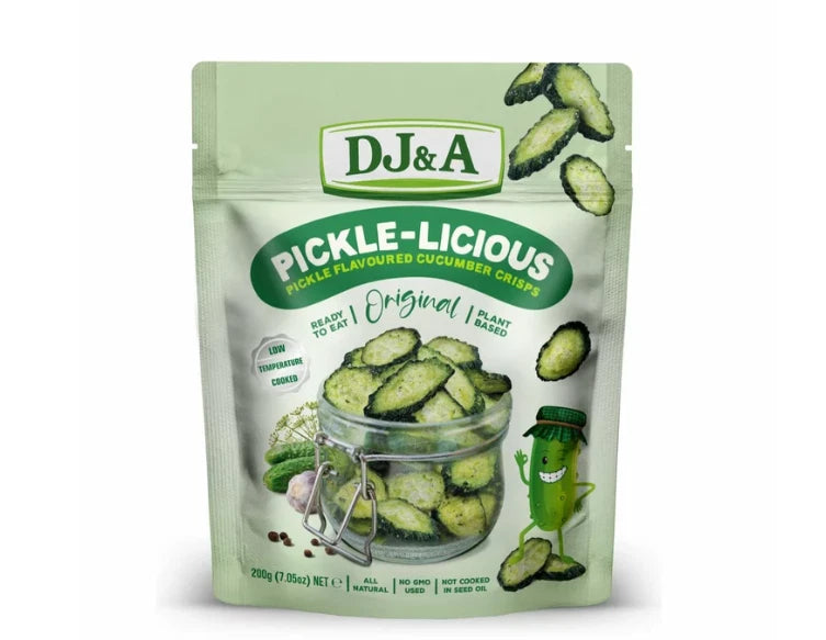DJ&A Pickle-Licious Air-Dried Cucumber Slices Flavoured Crisps Snack Pack 200g