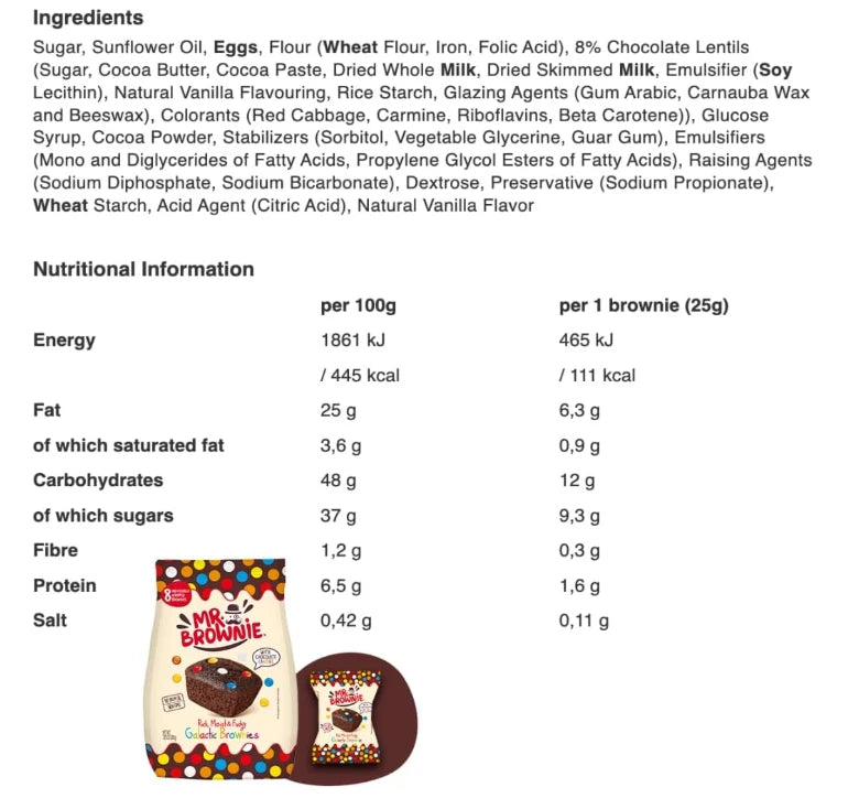Mr. Brownie 16 Galactic Brownies 200g ( 8 Each Bag )