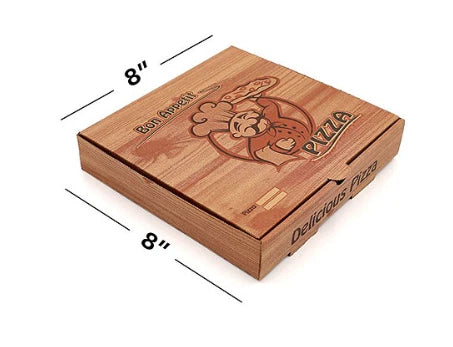 8" Brown Premium Quality PIZZA BOX Take Away Fast Food Printed Pack of 90