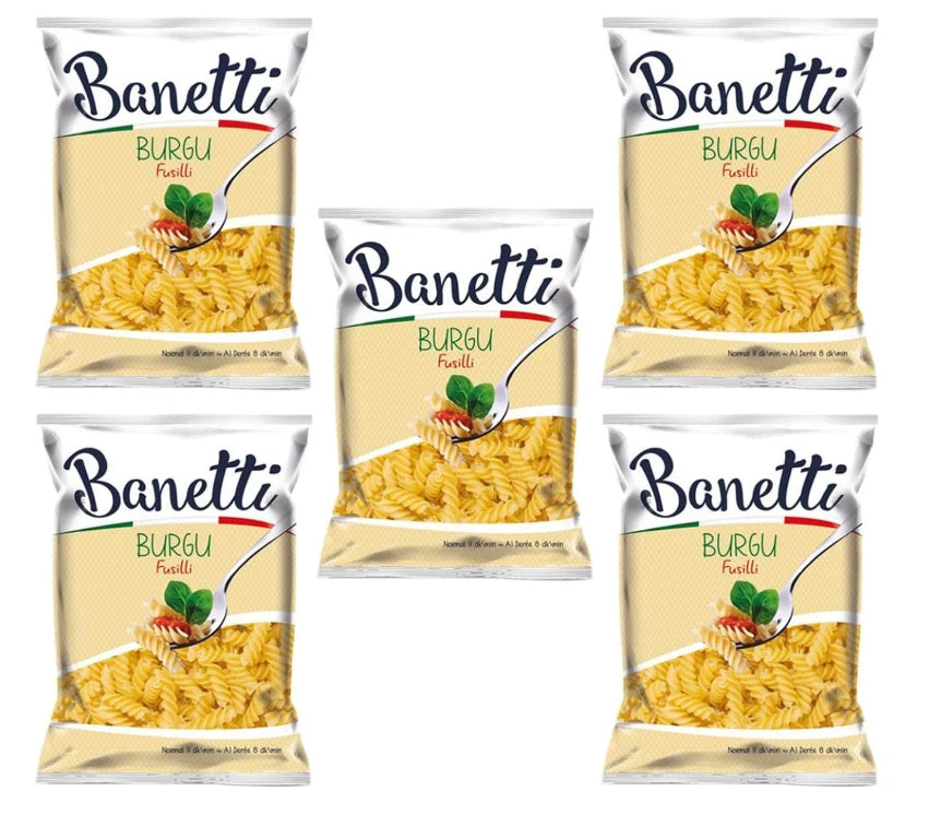 Banetti Burgu Fusilli 500g Pasta Made with 100% Durum Wheat Semolina 5 Pack