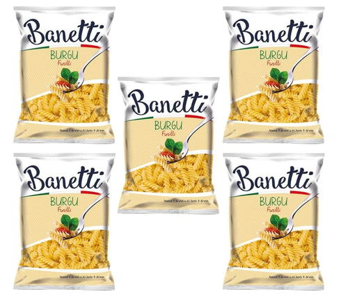 Banetti Burgu Fusilli 500g Pasta Made with 100% Durum Wheat Semolina 5 Pack