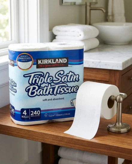 Kirkland Signature Triple Satin 3-Ply Toilet Tissue 240 Sheets Pack of 20 Rolls