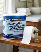 Kirkland Signature Triple Satin 3-Ply Toilet Tissue 240 Sheets Pack of 20 Rolls