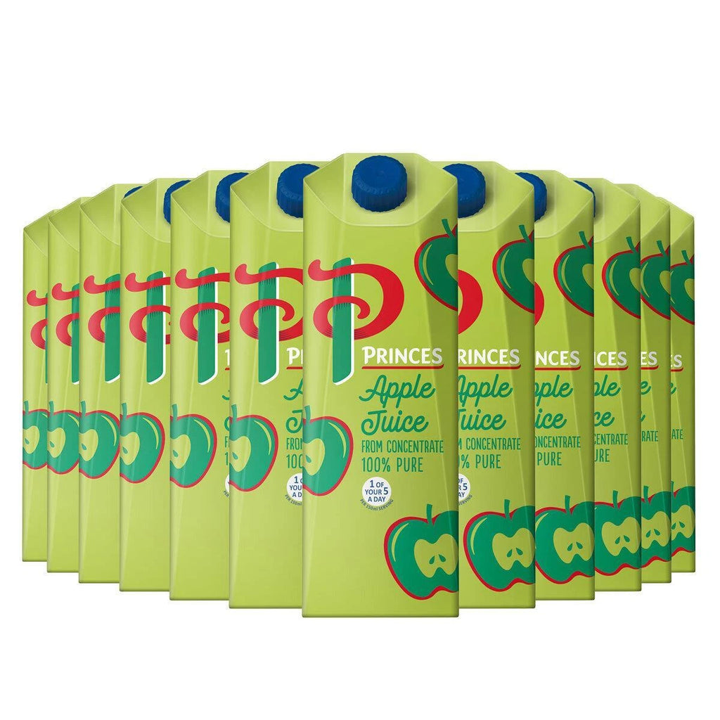 Princes Apple Juice From Concentrate 100% Pure Juice Carton Pack 12 x 1 Litre