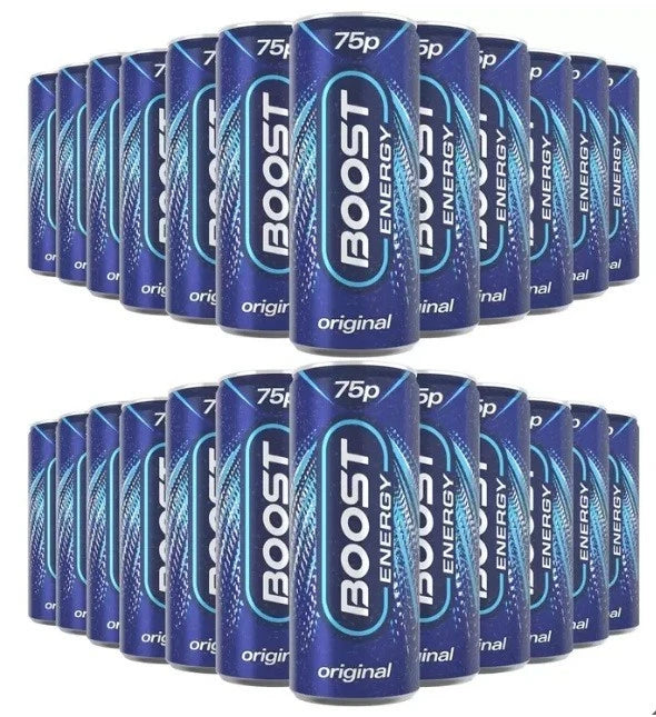 Boost Energy Drink Original Flavour 250ml Cans, With Caffeine, Pack of 24