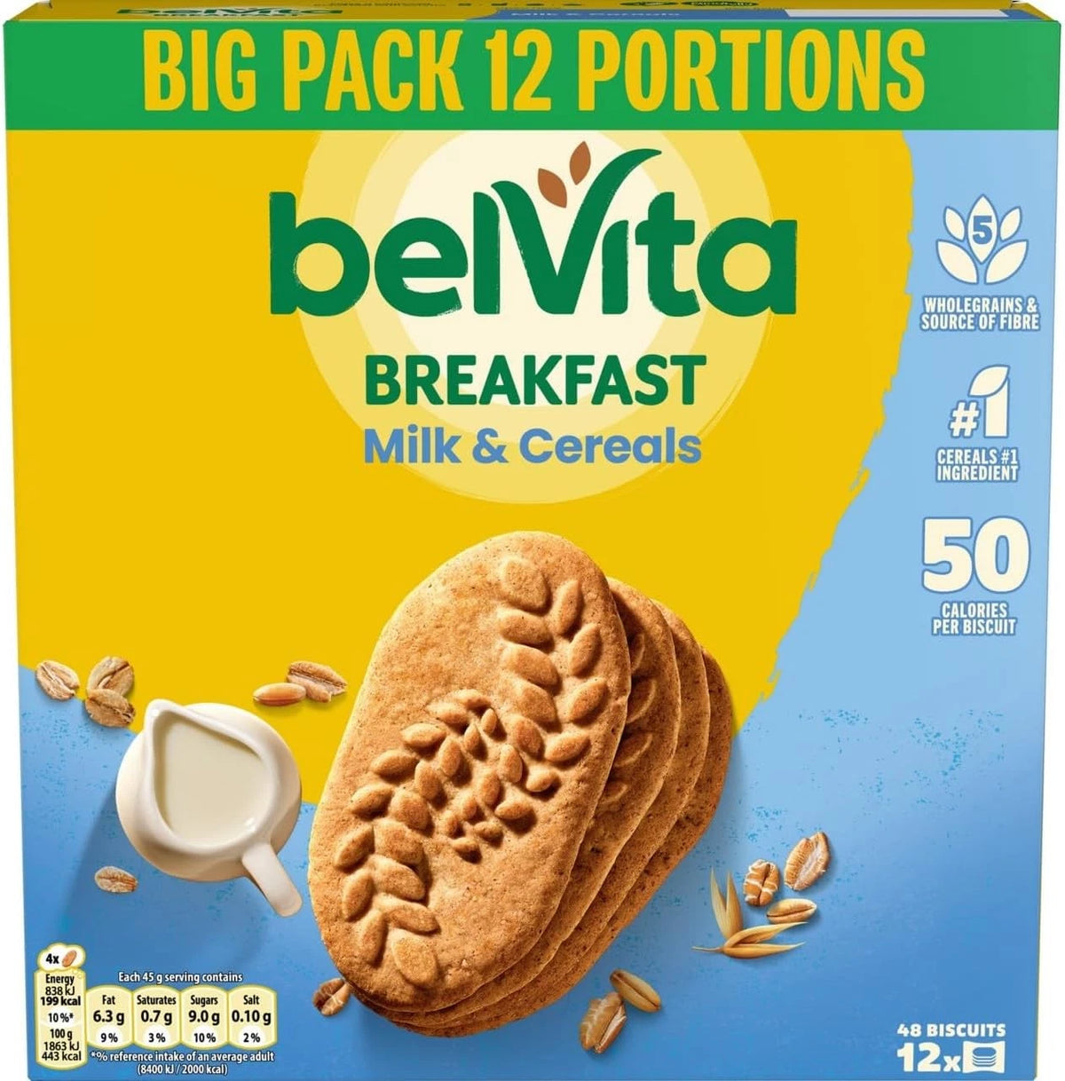 Belvita Breakfast Biscuits Milk & Cereals, 12 x 45 g (Pack of 2)