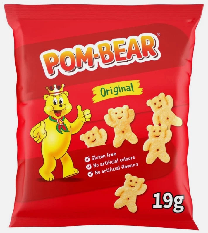 Pom Bear Original Potato Chips Salted Crisp Vegan Gluten Free Snack Pack 36x19g