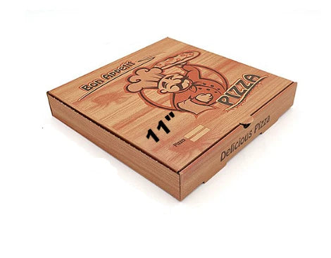 11" Brown Premium Quality PIZZA BOX Take Away Fast Food Printed Pack of 90